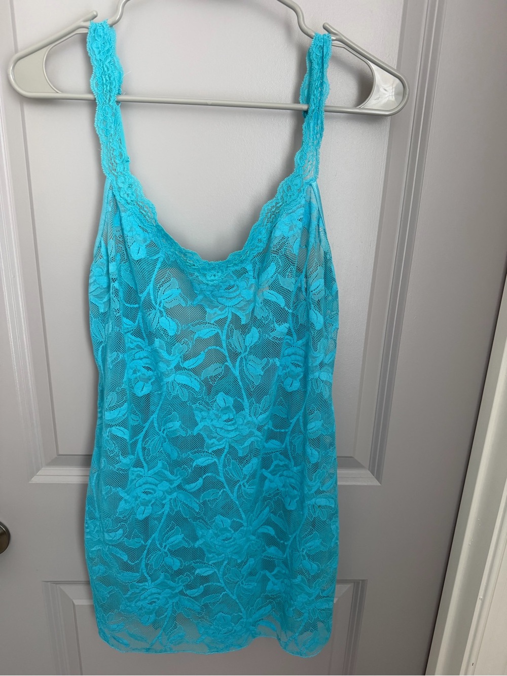 Victoria's Secret Turquoise Floral Lace Chemise